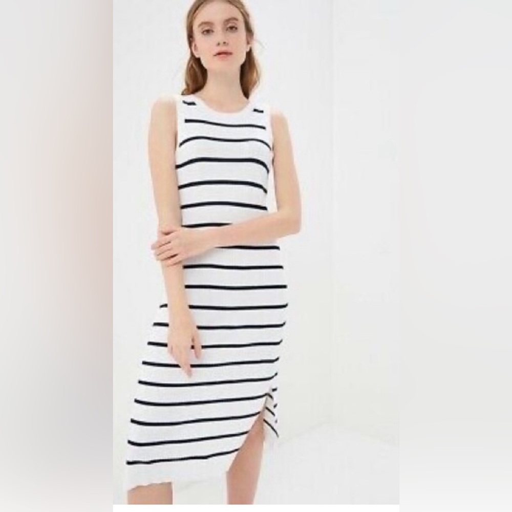 Banana Republic white with navy stripes knit dress, XS